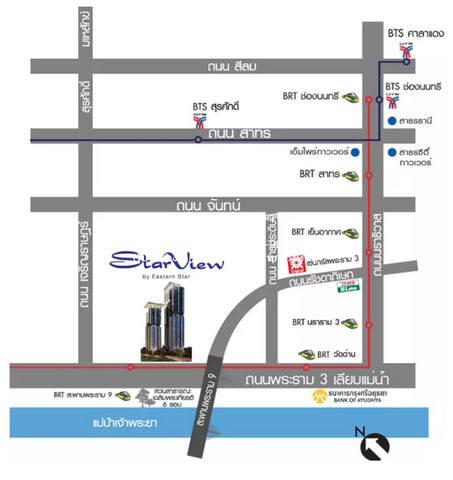 ให้เช่าคอนโดหรูติดถนนพระราม 3 สตาร์วิว (StarView) ตึก A ชั้น 8 77.80 ตร.ม. 2 น. 2 น้ำ ราคา 35,000 บาท/เดือน