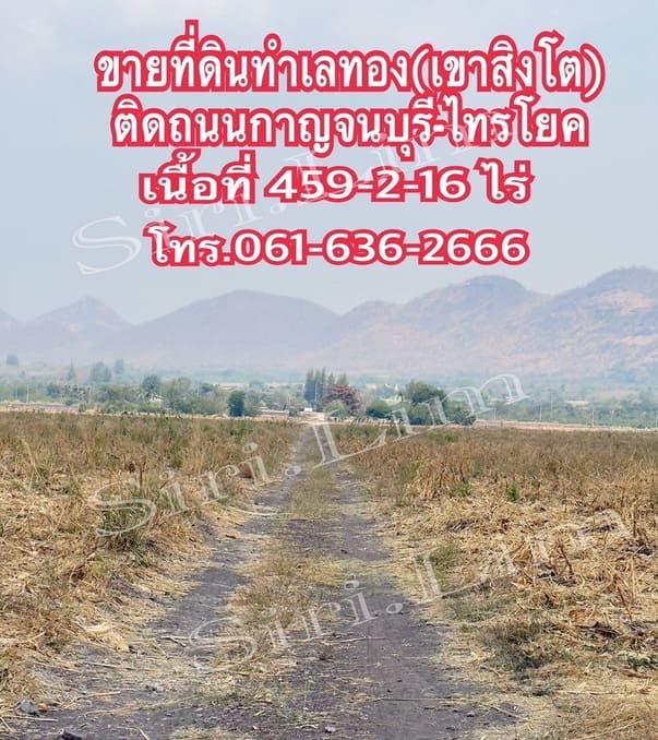 ขายที่ดินทำเลทอง แปลงเดี่ยวเนื้อที่ 459-2-16 ไร่ (ปลอดภาระ) เมืองกาญจนบุรี โทร 0616362666