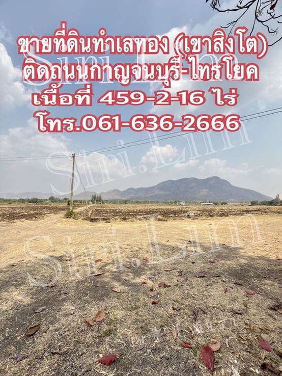 ขายที่ดินทำเลทอง แปลงเดี่ยวเนื้อที่ 459-2-16 ไร่ (ปลอดภาระ) เมืองกาญจนบุรี โทร 0616362666