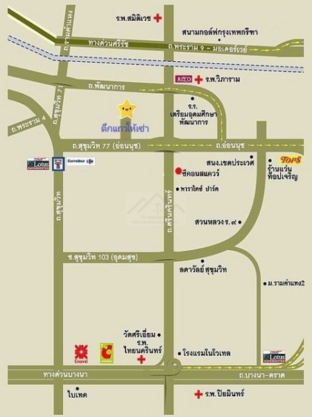 ให้เช่าตึกแถว 4 ชั้น 260 ตรม. ติดถนนอ่อนนุช ซอยอ่อนนุช 47 ใกล้รถไฟฟ้าสถานีศรีนุช (ถนนอ่อนนุชตัดกับถนนศรีนครินทร์)