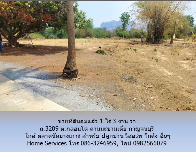 ขายที่ดินติดลำห้วย 1 ไร่ 3 งาน 65 วา ถ.3209 ต.กลอนโด ด่านมะขามเตี้ย กาญจนบุรี ใกล้ ตลาดนัดยางเกาะ สำหรับ ปลูกบ้าน รีสอร์ท โกดัง อื่นๆ