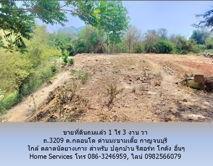 ขายที่ดินติดลำห้วย 1 ไร่ 3 งาน 65 วา ถ.3209 ต.กลอนโด ด่านมะขามเตี้ย กาญจนบุรี ใกล้ ตลาดนัดยางเกาะ สำหรับ ปลูกบ้าน รีสอร์ท โกดัง อื่นๆ