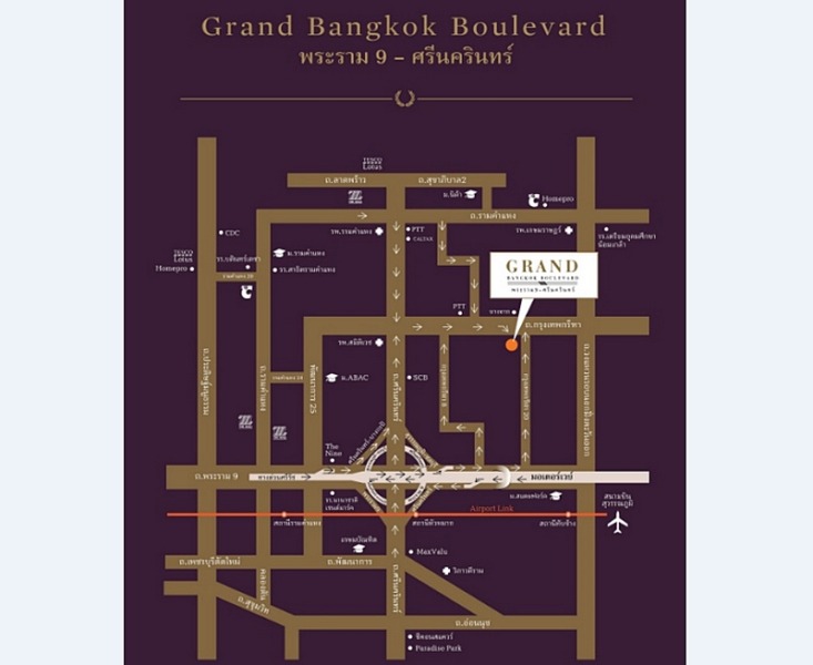 แกรนด์ บางกอก บูเลอวาร์ด พระราม 9-ศรีนครินทร์ 105 ตารางวา 5 นอน 7 น้ำ ตกแต่งครบ