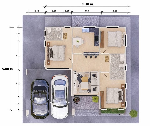 อยู่สบาย พร้อมเฟอร์ 95 ตร.ม.บ้านเดี่ยวสไตล์นอร์ดิก ใหม่ โปร่งโล่ง แม่กลอง 24 ตร.วา. รพ.สมุทรสงคราม 7.1 กม.3 นอน 2 น้ำ