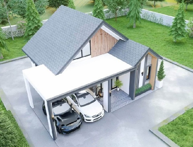 อยู่สบาย พร้อมเฟอร์ 95 ตร.ม.บ้านเดี่ยวสไตล์นอร์ดิก ใหม่ โปร่งโล่ง แม่กลอง 24 ตร.วา. รพ.สมุทรสงคราม 7.1 กม.3 นอน 2 น้ำ