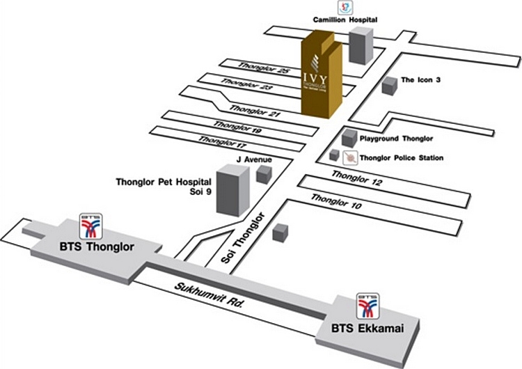 คอนโด ไอวี่ ทองหล่อ มี 2 unit 36 ตารางเมตร ชั้น19,20 วิวหันไปทาง J Avenue เฟอร์ built in