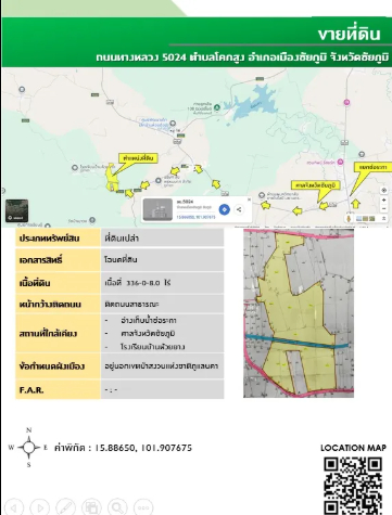 ขายที่ดินเปล่าชัยภูมิ แปลง E  ราคารวม 30,241,800 เจ้าของขายเอง  รหัสทรัพย์  R02