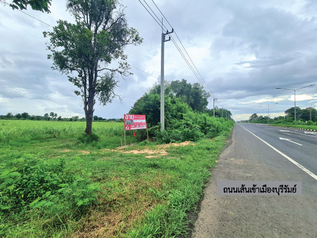 ขายที่ดิน เนื้อที่ 19 ไร่ 2 งาน 16 ตารางวา ติดถนนใหญ่ 4 เลน (เส้นนางรอง–บุรีรัมย์) ต.สองห้อง อ.เมือง จ.บุรีรัมย์