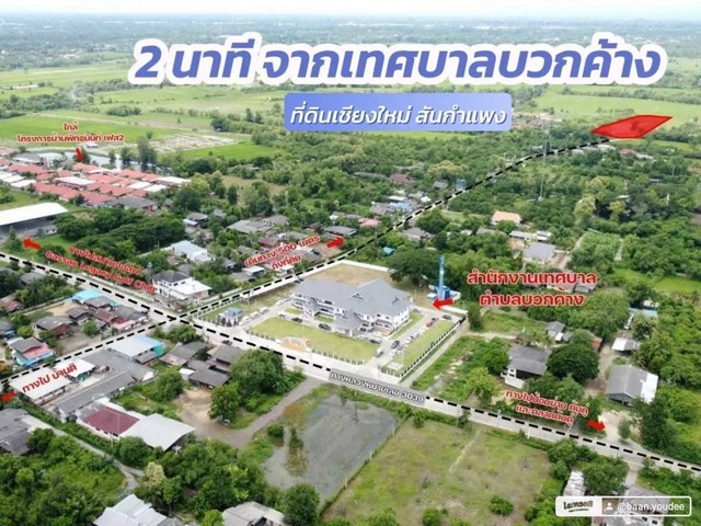 ขายที่ดินจัดสรรเริ่ม 50ตรว. 375,000บ. ฟรีโอน วิวเขา สาธารณูปโภค ใกล้เทศบาล ต.บวกค้าง อ.สันกำแพง เชียงใหม่