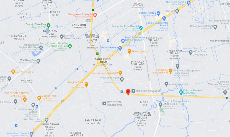 ขายที่ดินติดทางด่วนวงแหวนรอบกรุงเทพฝั่งใต้ พระราม 2 บางขุนเทียน-ชายทะเล 15-3-8 ไร่