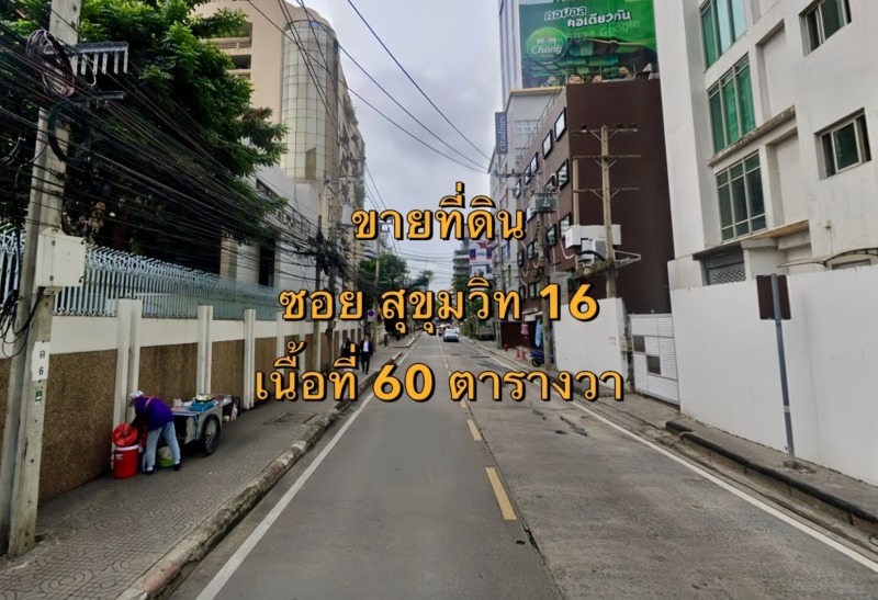 VLM 1071  ขายที่ดิน ซอยสุขุมวิท 16 แขวงคลองเตย เขตคลองเตย  เนื้อที่ 60 ตารางวา