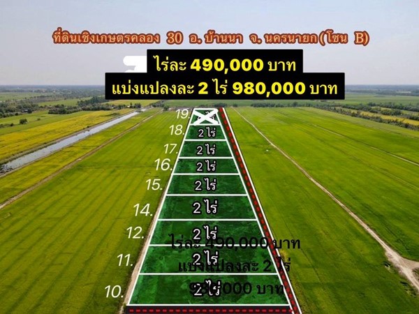 ถูกของแท้ที่ดินแบ่งจ่ายได้2.ปี-ที่บ้านนา นครนายก -T.062-1574449
