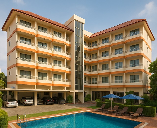 พัทยาใต้ ให้เช่าโรงแรม 8 ชั้น 78ห้อง 202 ตร.วา.ถนนคนเดินพัทยา 1602 ตร.ม.ราชภัฏ ชลบุรี 2.5กม. Walking Street เซ็นทรัล พัท
